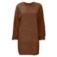thumbnail image 4 of LYXSSBYX Long Sleeve Dresses Hot Sale Clearance Fashion Women Winter Casual Solid Dress O-Neck Long Sleeve Sexy Dress, 4 of 6