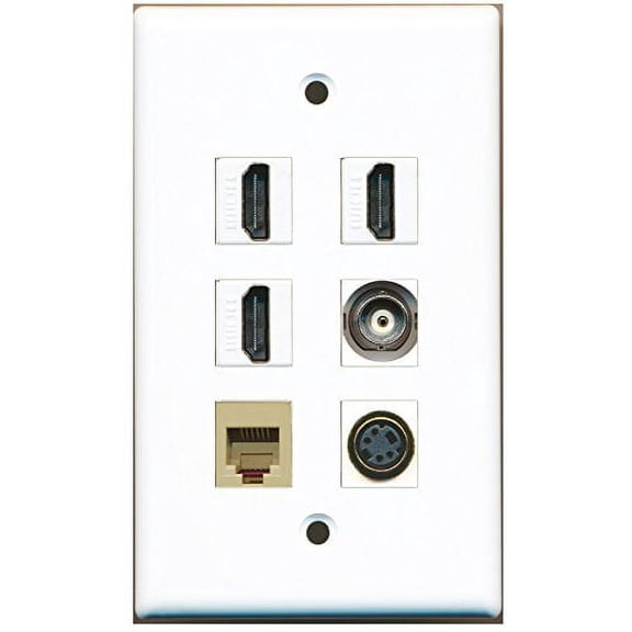 RiteAV - 3 HDMI 1 Port Phone RJ11 RJ12 Beige 1 Port S-Video 1 Port BNC Wall Plate