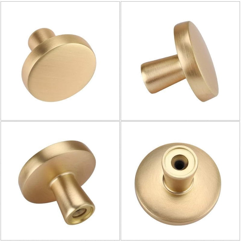 Fitviso 10 Pack 1-1/4 Inch Brushed Brass Kitchen Cabinet Knobs，Solid Dresser Knobs Drawer Knobs For Cupboard Drawer Pulls