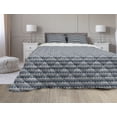 thumbnail image 1 of Abstract Comforter & Sham Bedding Set, Contemporary Dotted Circle Spouts Ovals Forming Simplistic Illustration, 3 pcs Duvet Set Microfiber Filling Quilt, 5 Sizes, Slate Blue and Beige, by Ambesonne, 1 of 4