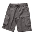 thumbnail image 3 of Zpzdpjkx Mens Summer Daily Cargo Shorts Outdoor Comfy Walking Elastic Waist Pleated Adjustable Drawstring Breathable Pockets Outdoor Travel Loose Plus Size Bermudas Shorts for Men, 3 of 4