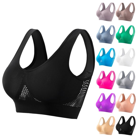 Summer Breathable Anti Sagging Sports Bra for Women Wireless Bras with Cooling Lift Up Air Mesh High Support