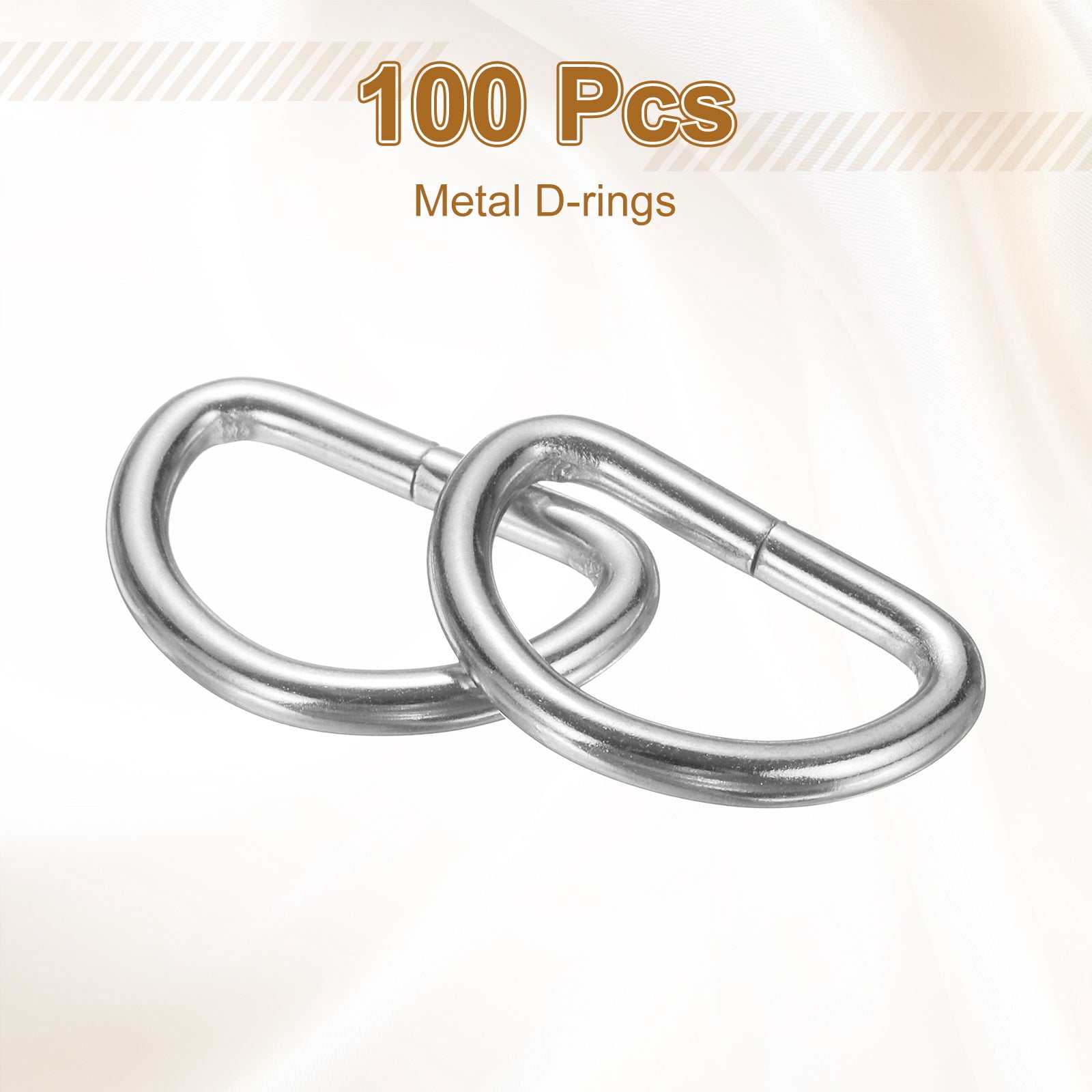 Uxcell 100pcs D Ring 1" (25mm) Metal Electroplate D-Shape Buckle Clips, Silver