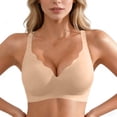 thumbnail image 2 of KDDYLITQ Women's Scalloped Comfortable Bralettes No Underwire Full Coverage Seamless Padded Bras Without Gathering Bra Complexion S, 2 of 4