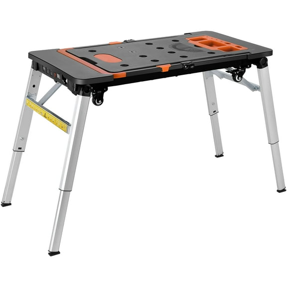 Pirecart 7 in 1 Multifunctional Folding Work Table, Heavy Duty Aluminum Legs and Plastic Tabletop