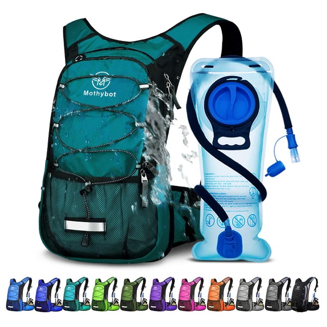 Mothybot Mochila de hidratación, mochila de hidratación aislada con bolsa de agua y almacenamiento de 2 litros sin BPA, mochila de senderismo para hombres, mujeres, niños para correr, andar en bicicle