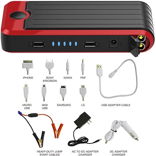 PowerAll PBJS12000RD DELUXE Portable Jump Starter Power Bank LED Flashlight