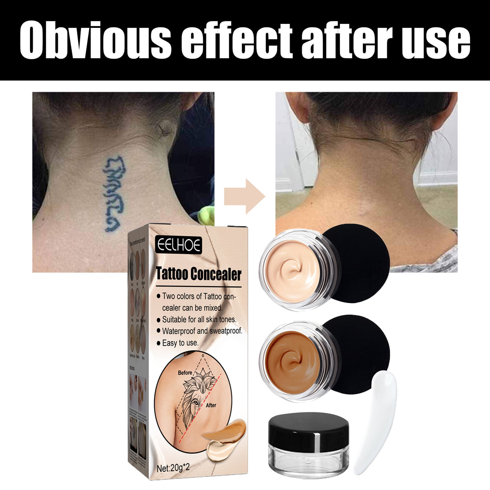 Makeup Tattoo Concealer To Cover Tattoo Scar Birthmarks Waterproof Concealer  - Walmart.com