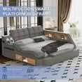 thumbnail image 4 of Multifunctional Queen Bed Frame, Upholstered Platform with Storage, Massage Recliner, Adjustable Headboard, Bluetooth Speaker & USB Charging Station, 4 of 6