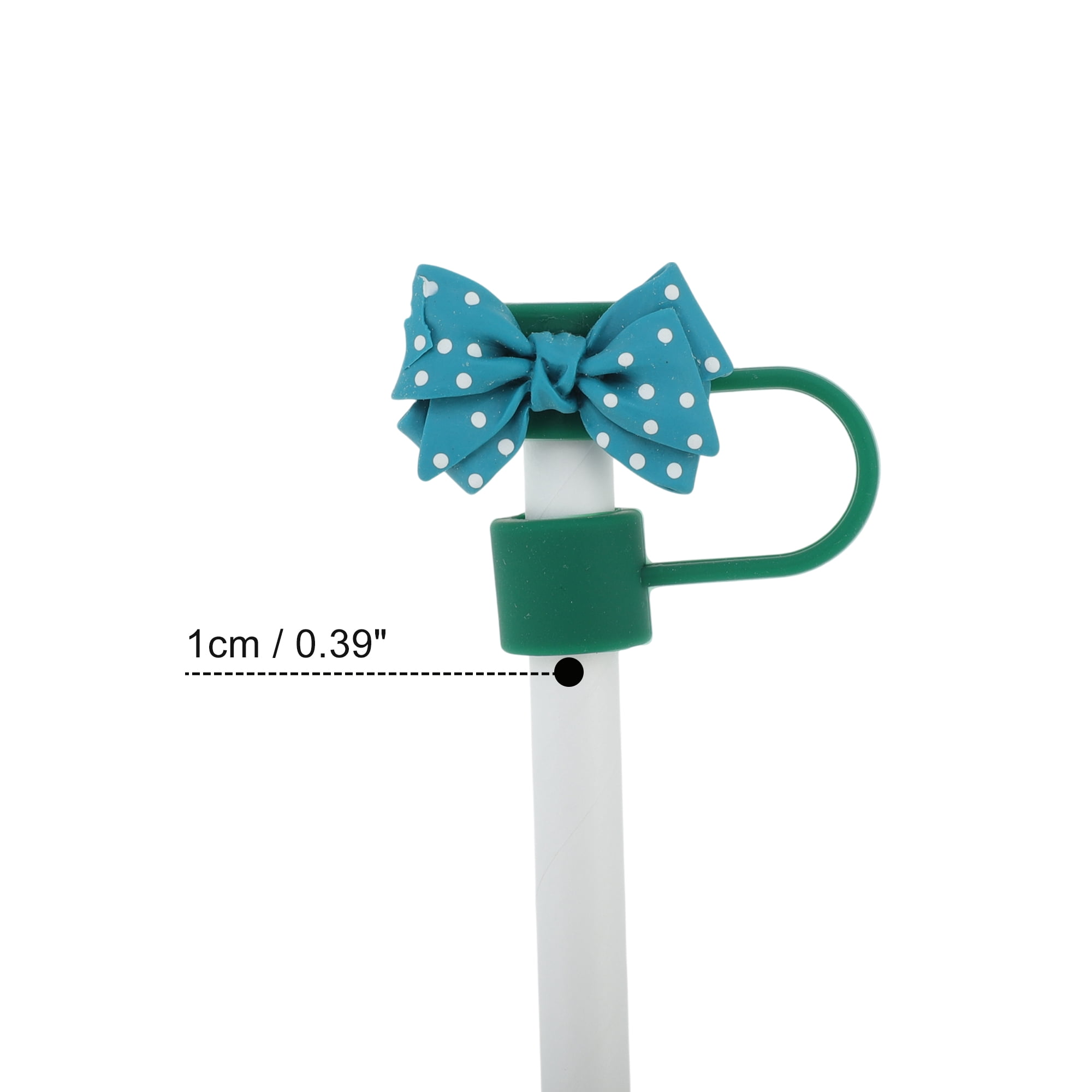 Unique Bargains Spotted Butterfly Silicone Straw Cover Cap Set of 4 Green