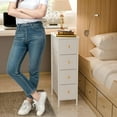 thumbnail image 6 of Narrow Storage Cabinet, Narrow Nightstand Dresser with 4 Drawers, Slim Fabric Dresser Storage Tower for Small Spaces, White Dresser, for Bedroom, Bathroom, Laundry, Closet, 6 of 8