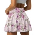 thumbnail image 3 of Whosucclay 2 Side Pockets Tennis Skirt, Pink Roses on Light Pink Built-in Shorts Two Pockets Athletic Skorts for Hiking Yoga Training, Size Small, 3 of 9
