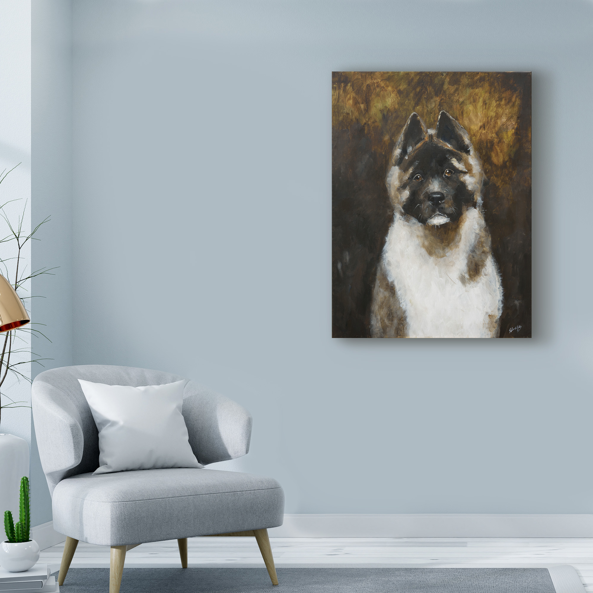 Trademark Fine Art 'American Akita' Canvas Art by Solveiga
