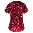 thumbnail image 2 of Valentine's Day Print Nursing Uniforms for Women Love Heart Printed V-Neck Breathable Workwear Shirt Short Sleeve Professionals Soft Stretch Scrub Tops with Pockets wine 5X-Large, 2 of 4