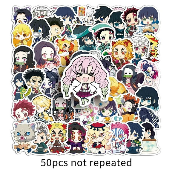 50 Q Version Demon Slayer Stickers Anime Day Man Creative Goo Card Hand Account Decoration