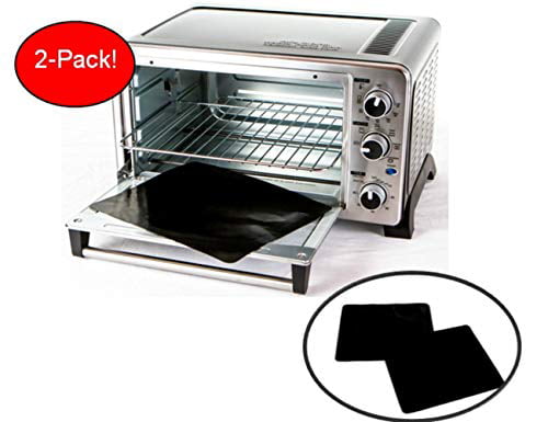 TWO-PACK 100% Non-Stick 11&quot; Toaster Oven Liner. Finally, Prevent Spillovers, Gunk &amp; Odors! Great Teflon Liner for Toaster Ovens, Dishwasher Safe, Best Toaster Oven Accessories