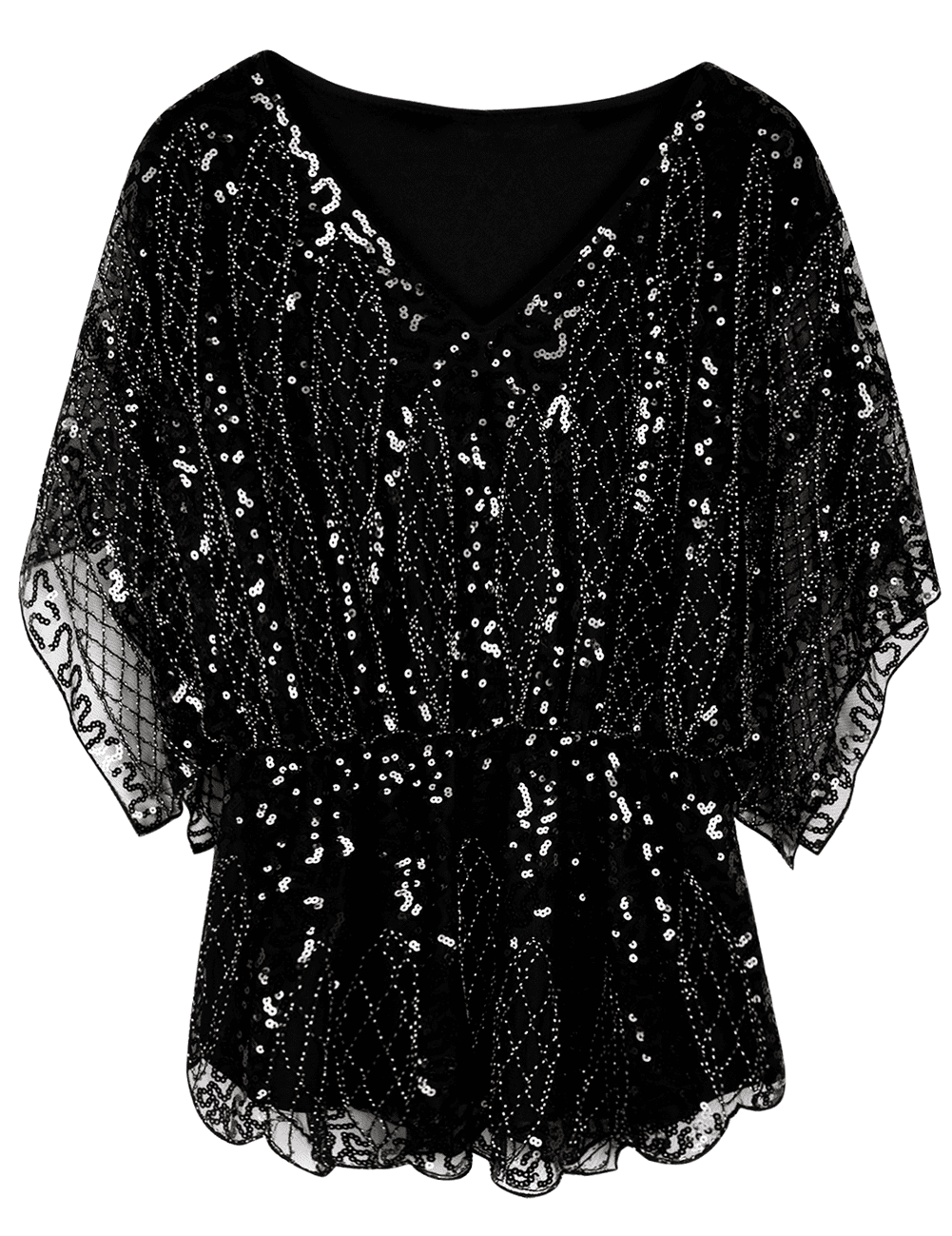 PrettyGuide Women's Sequin Blouse Tops Sparkly Beaded Evening Formal ...