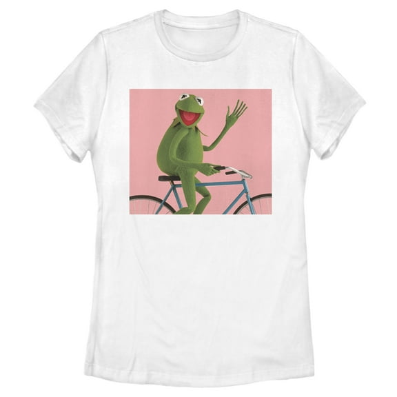 Women's The Muppets Kermit Bike Wave Graphic Tee White Large