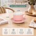 thumbnail image 2 of Unique Bargains 4 Set Espresso Cups Stackable with Saucers Pink 8 oz, 2 of 7