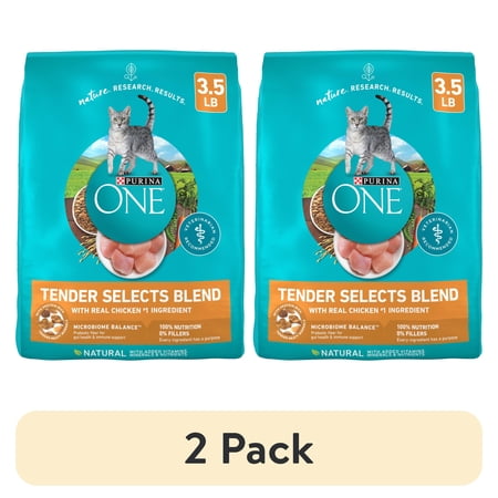 (2 pack) Purina ONE Tender Selects Blend With Real Chicken Digestive Natural Dry Cat Food 3.5 lb Bag