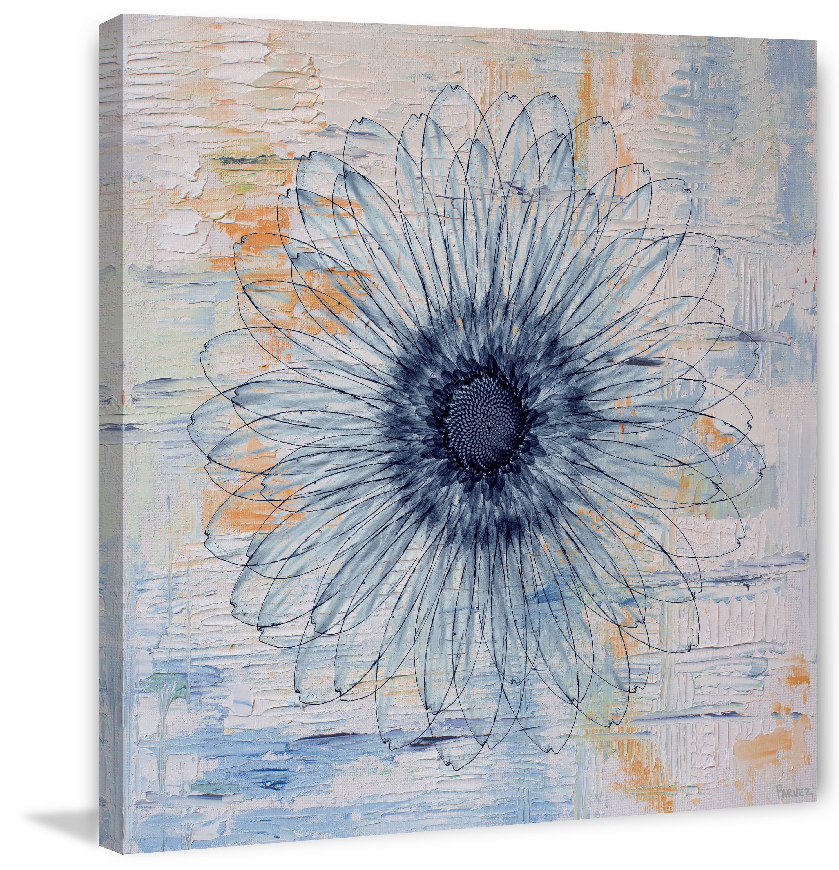 "Blue Burst Bloom" Painting Print on Wrapped Canvas