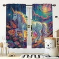 thumbnail image 4 of Fantasy Unicorn Blackout Curtains for Kid Girls Boys Bedroom, Enchanted Forest Rainbows Flower Rod Pocket Curtains for Bedroom Living Room, W84 x L84 Inch, 4 of 6