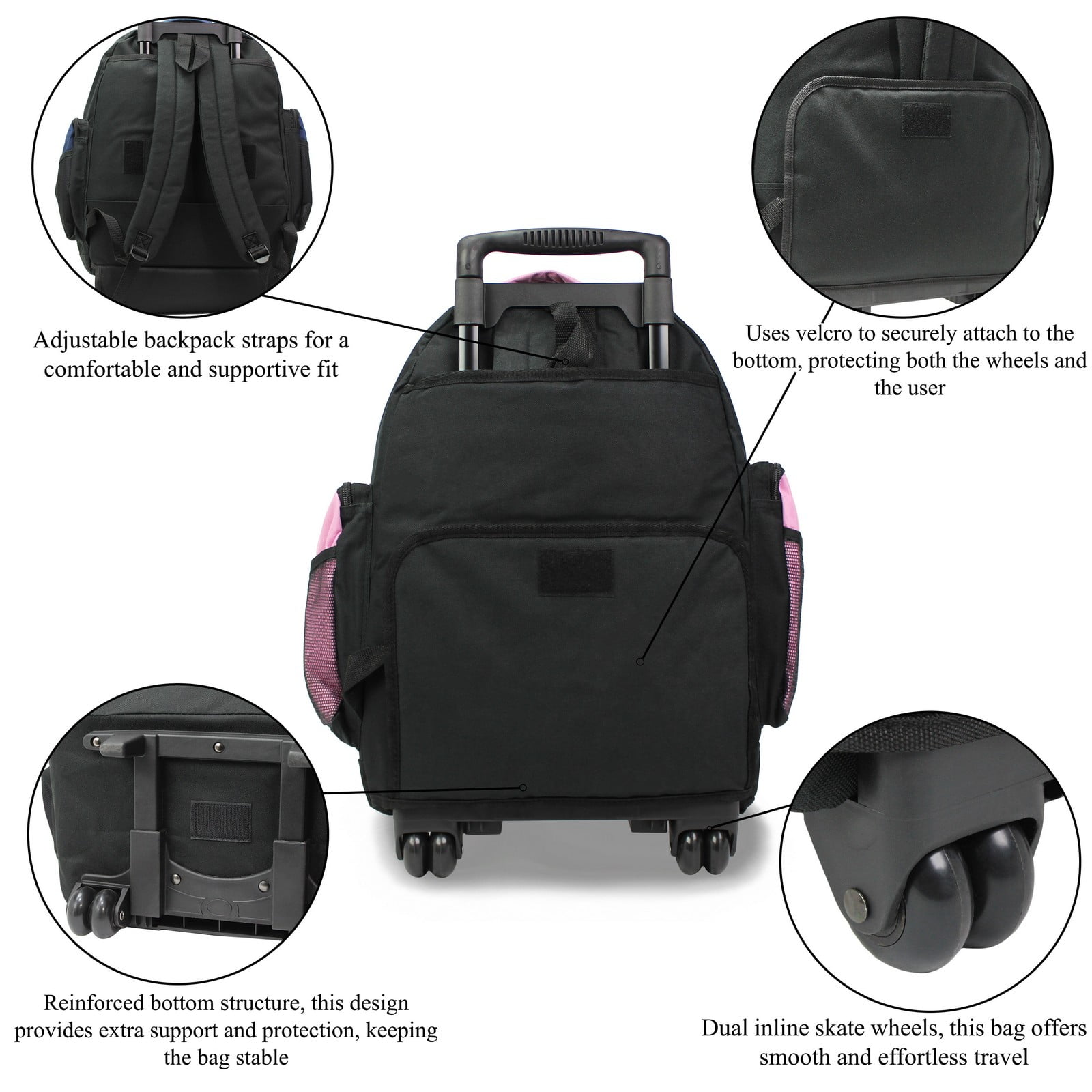 World Traveler Transworld 22-Inch Carry-On Rolling Backpack Airline Approved Size - Pink