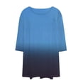 thumbnail image 6 of Yubnlvae Blue Women's Casual Pluse Size 3/4 Sleeve T Shirts Round Neck Cute Tunic Tops Basic Tees Blouses Business Work Tee Top, 5Xl, 6 of 6