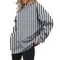 thumbnail image 2 of Women's Vertical Stripe Round Neck Loose Fit Hoodless Sweatshirt, Casual Long Sleeve Pullover Top with Soft Comfort Fabric for Spring Autumn Season, Daily Wear, Beach Outings and Street Fashion, 2 of 4