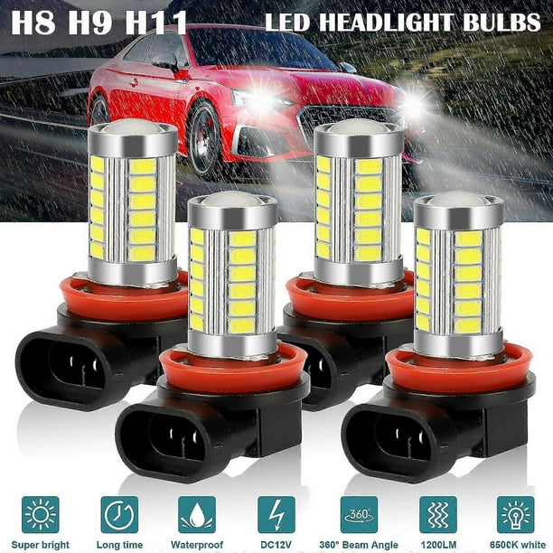 4x H11 H9 H8 LED Headlight Kit High/Low Beam Fog Driving Bulbs 6500K Xenon White