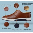 thumbnail image 5 of Santimon Breathable Leather Shoes Men Casual Shoes Non-Slip Sneakers Brown 7.5 US, 5 of 5