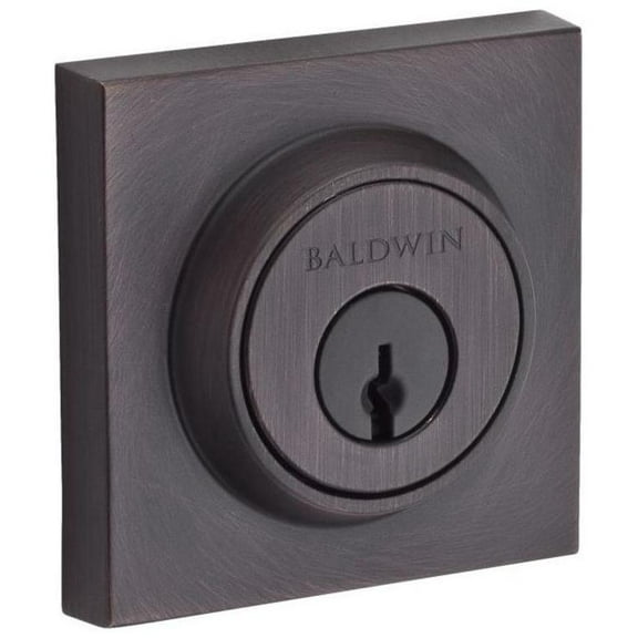 Baldwin Reserve Dccsd112S Double Cylinder Contemporary Square Deadbolt With 6Al Latch; Dual Strike; And Smartkey Venetian Bronze Finish