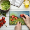thumbnail image 4 of Fine Art Cutting Board, Daisy Flower Blossom Meadow Painting with Hills Sunset Spring Season Foliage Image, Decorative Tempered Glass Cutting and Serving Board, in 3 Sizes, by Ambesonne, 4 of 5
