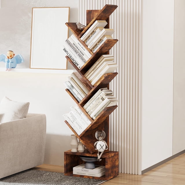 Tiered de madera book estante - de altura estante con almacenamiento, perfect para sala de estar, dormitorio, o oficina en casa