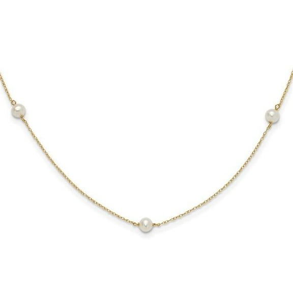 Primal Gold 14 Karat Yellow Gold Madi K 4-5mm White Round Freshwater Cultured Pearl 5-station Necklace