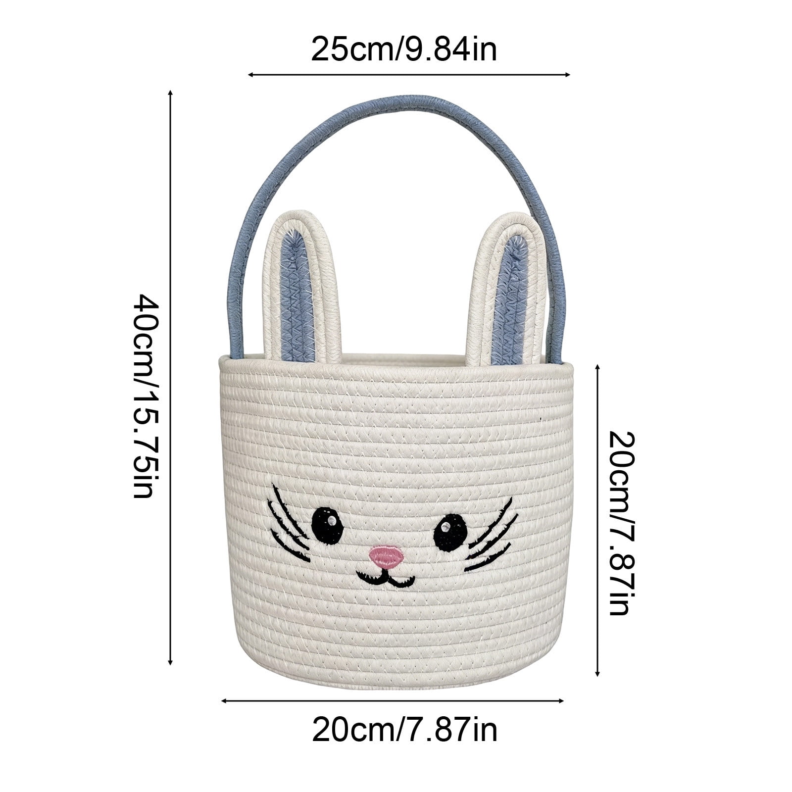 Lunxisen 3 Pcs Easter Storage Basket Hand-woven Decorative Home Organizer Holiday Decor Rabbit Shape Woven Bin