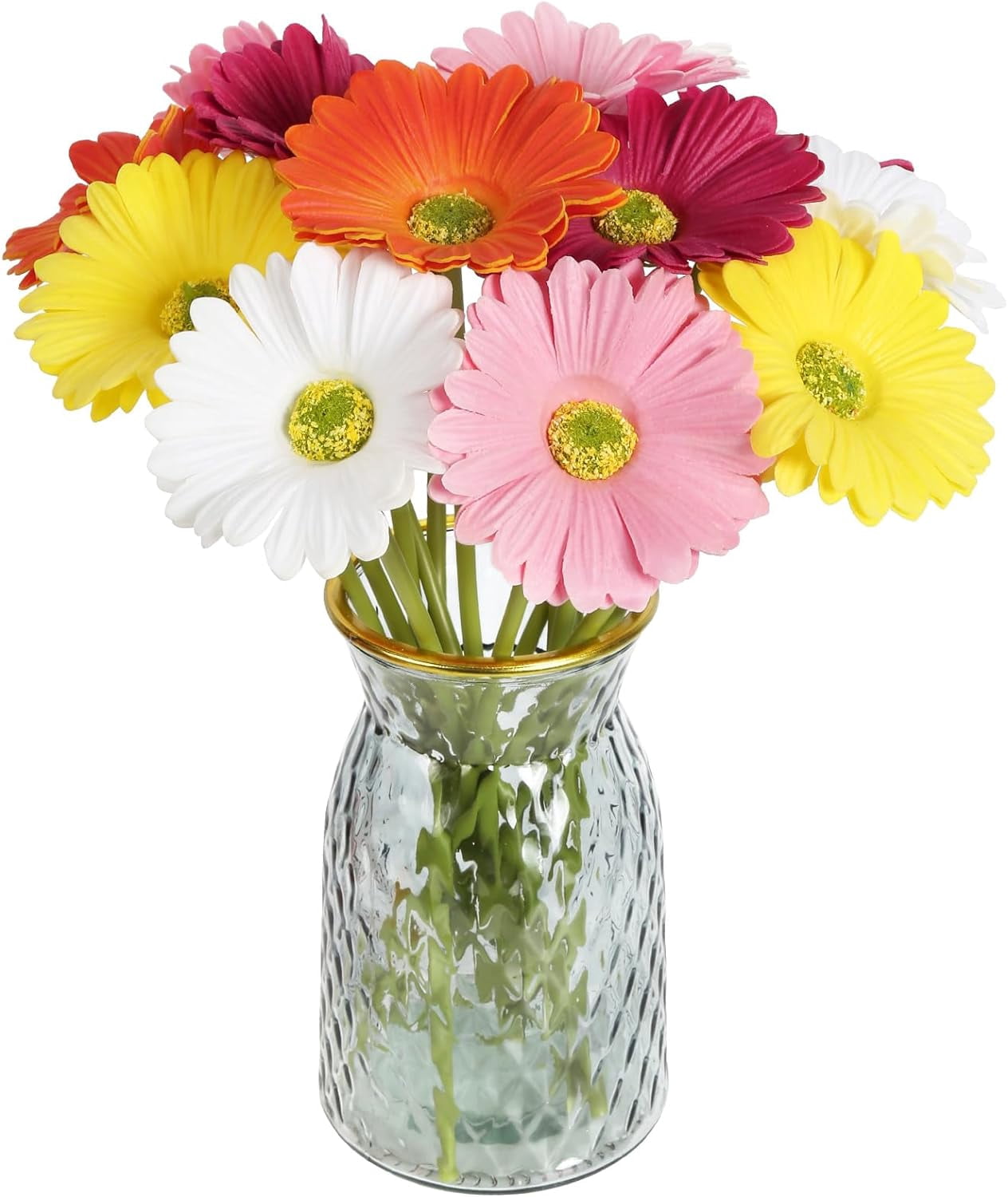 Daisy Flowers Artificial,20PCS Yellow Gerbera Daisy Artificial Flowers Fake Daisies for Wedding Party Office Home Decorations(Yellow)
