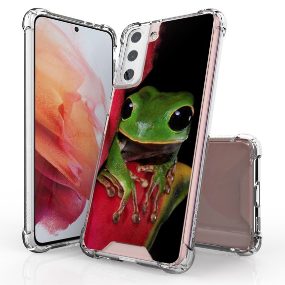 ANJ  Hybrid Slim Hard Back Cover Case Flexible Bumper for Samsung Galaxy S21 Plus - Tree Frog