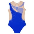 thumbnail image 5 of Kaerm Kids Girls Sleeveless Rhinestone Gymnastic Leotard Unitard Ice Skating Jumpsuit Ballet Dance Bodysuit Blue 12, 5 of 6