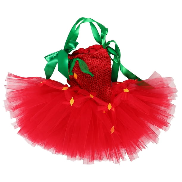 KAKOWELY Vestido de tutú de princesa para niñas pequeñas, para fiestas navideñas, disfraz de tutú de malla, atuendo de actuación, falda corta roja, falda tutú decorativa