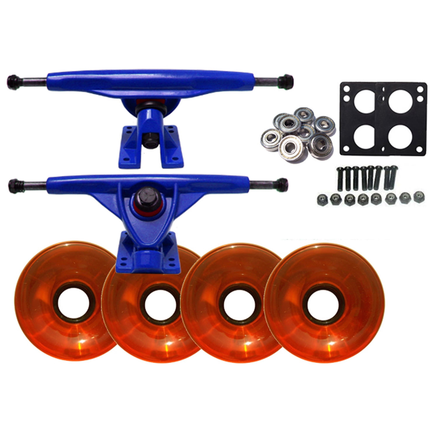 180mm Polished Trucks 70mm Wheels Combo (solid White 4 Longboard Combo Sets Polished Trucks - Yocaher Skateboards 70mm Longboard Wheels