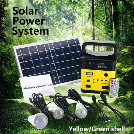 Portable Solar Panel Powered System Generator With 3 Led Light Bulbs Multi Functional Emergency Light Usb Flashlight Source For Home Camping Travel