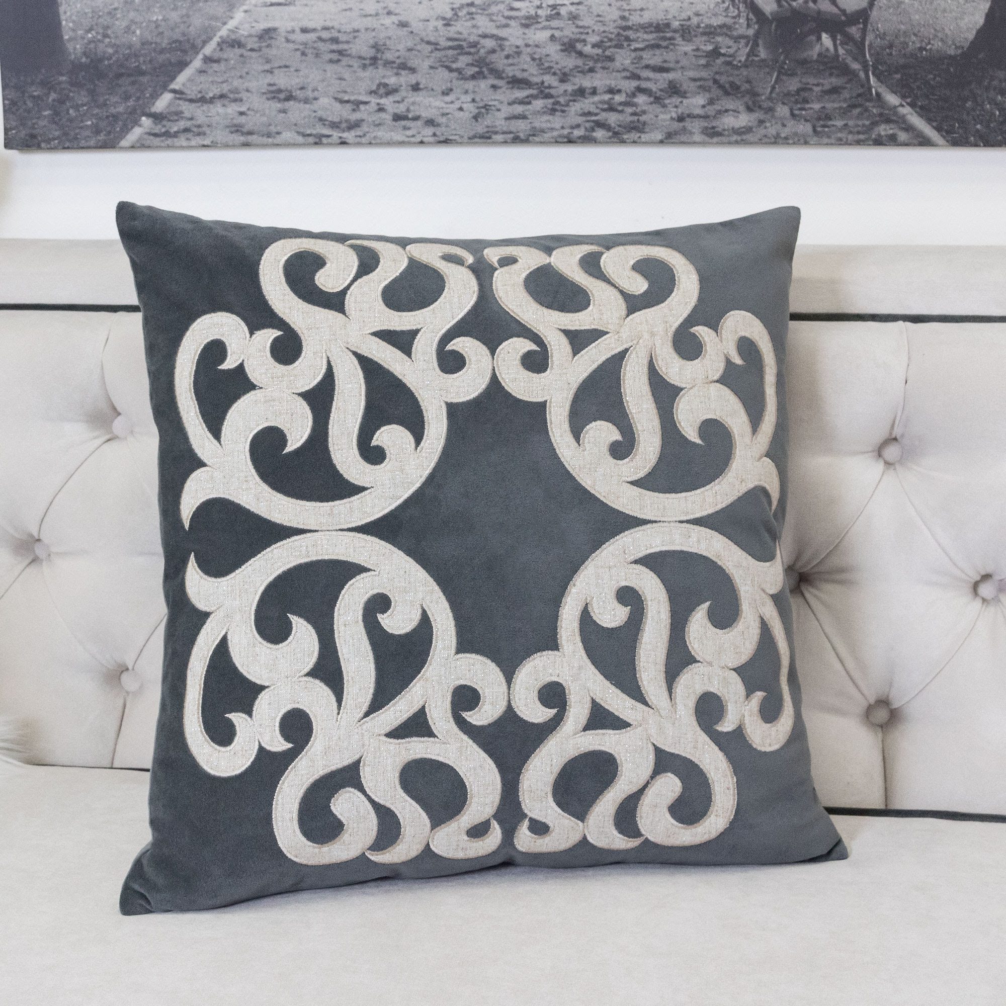 Stacey Gray Abstract Polyester 20 in. x 20 in. Throw Pillow