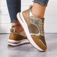thumbnail image 5 of Rokment Womens Metallic Silver Platform Wedge Fashion Sneakers Walking Shoes Trendy Glitter Casual Leather Chunky Running Tennis Non Slip Work Shoes Brown Size 7.5, 5 of 7