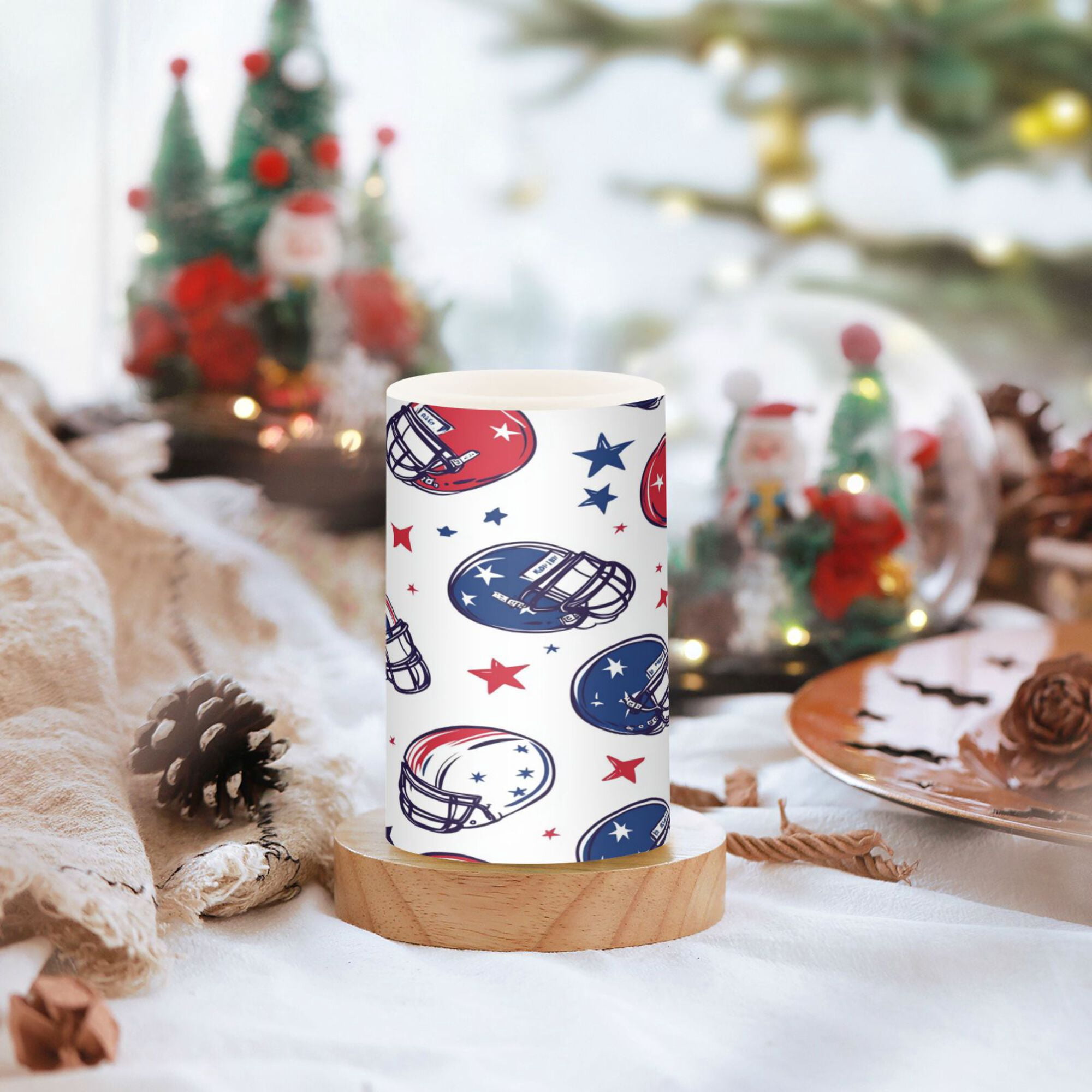 Yayeee Flameless Candles with Remote Flickering Battery Operated Multi Color Changing, Cartoon American Football Helmets