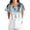 Blue, variant on Comfort Fit Stretch Women's Plus Size V-neck Scrub Top Fashion Floral Print Working Uniform Nurse Uniform Tunic Comfortable Shirts Scrubs Pockets Scrub Tops