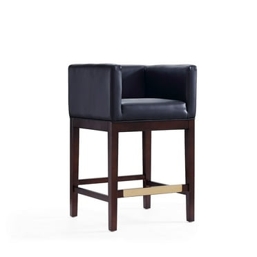 Kingsley 34 in. Black and Dark Walnut Beech Wood Counter Height Bar Stool