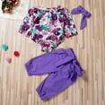 thumbnail image 3 of Seyurigaoka Seyurigaoka Newborn Kids Baby Girl Floral Tops Romper Pants Headband Outfit Clothes 3PCS Set, 3 of 6