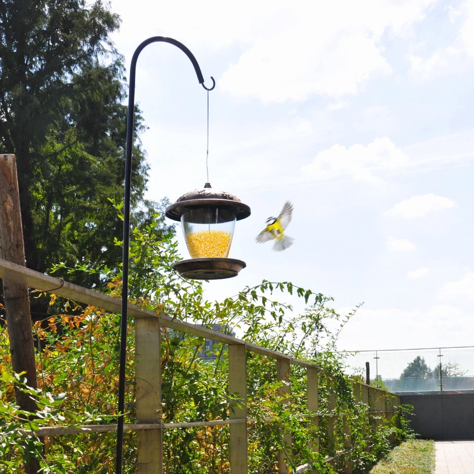 CRESTIN- Black Shepherd Hook 65Inch Plant Outdoor Hanger Bird Feeder Pole Rust Resistant