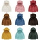 thumbnail image 5 of Abrigo con orejas para bebé, otoño e invierno, suéter de lana de color sólido simple para niños y niñas, abrigo con capucha, 5 of 6